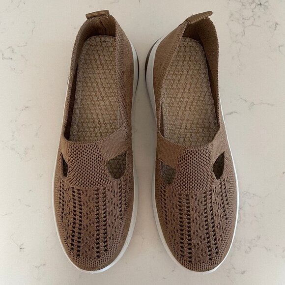 Women's Breathe Solid Color Soft Slip On Knit Orthopedic Sneaker Tan 40 - Picture 1 of 10